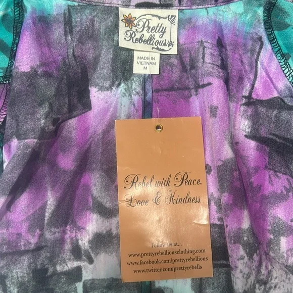 Pretty Rebellious NWT Women's Aqua Purple Watercolor Blazer Medium - Picture 5 of 6